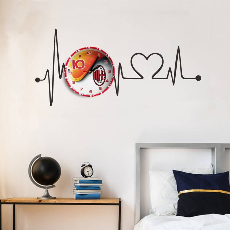 ZEGAR ŚCIENNY DLA KIBICA AC MILAN DZIECIĘCY CICHY DLA FANÓW DRUŻYNY