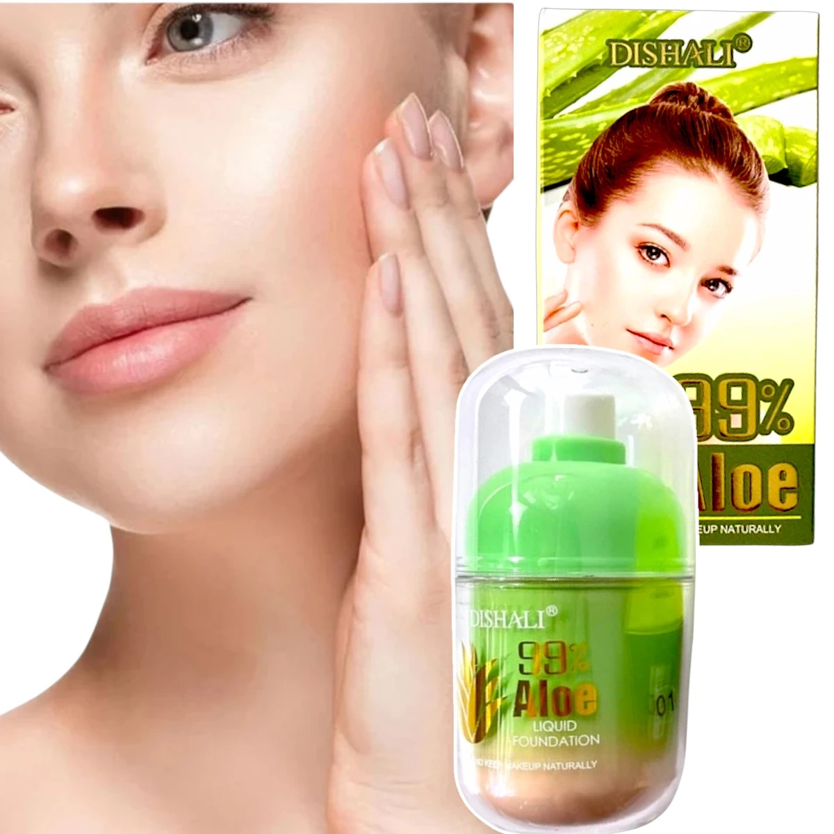 DISHALI NAWILŻAJĄCY LEKKI PODKŁAD 99% ALOES NATURALNY EFEKT IDEALNE KRYCIE
