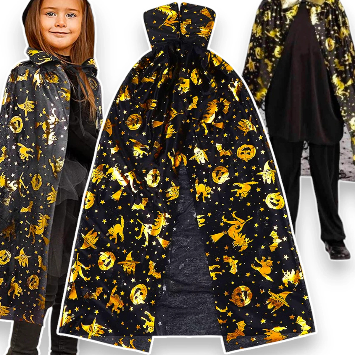 DŁUGA PELERYNA CZAROWNICY WIEDŹMY PRZEBRANIE NA HALLOWEEN KOSTIUM NA BAL