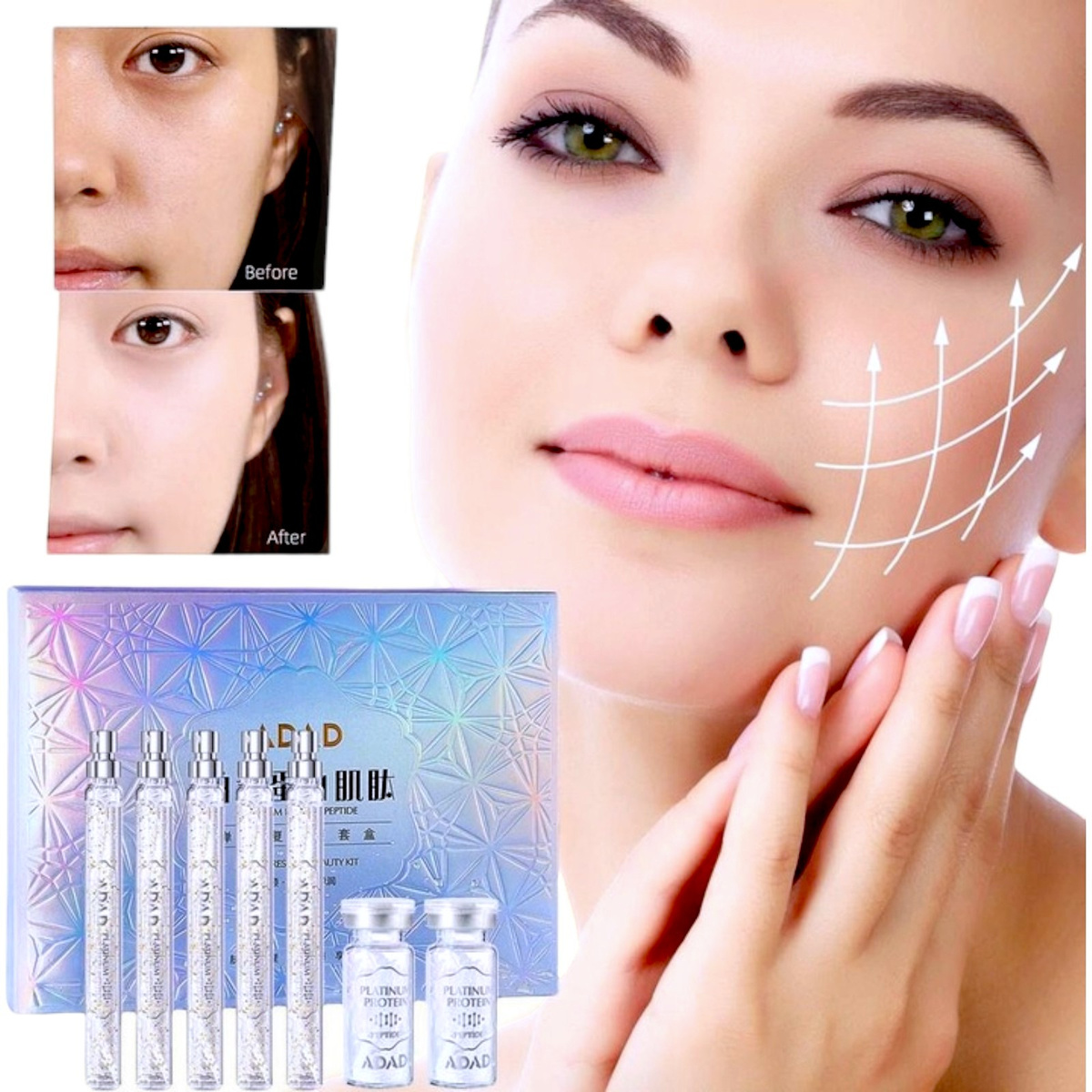 LUKSUSOWY ZESTAW PEPTYDOWY NICI LIFTINGUJĄCE 40szt ESENCJA Z PLATYNĄ 5x15ml