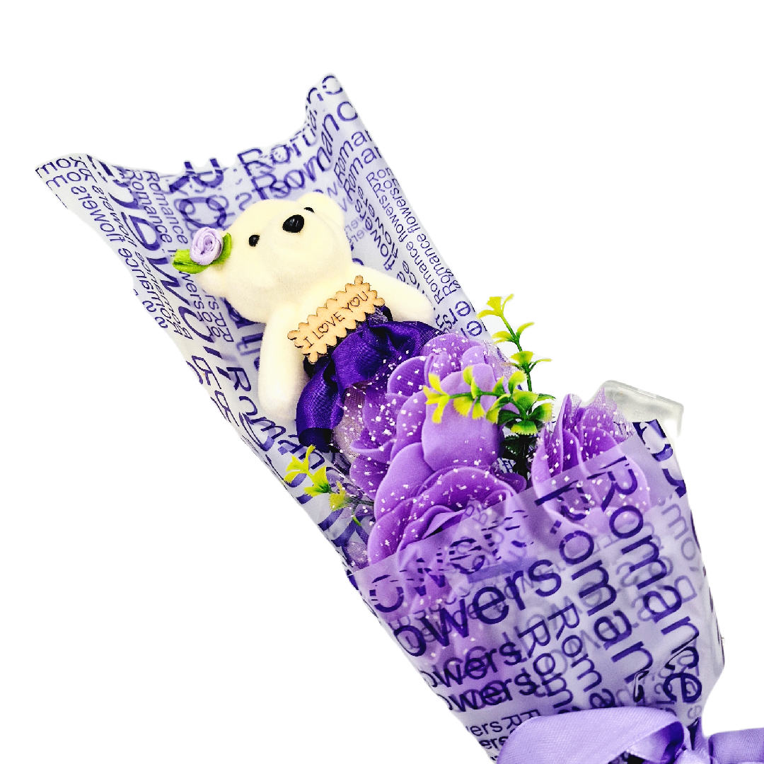 ZESTAW PREZENTOWY NA WALENTYNKI PREZENT 3x WIECZNA RÓŻA MIŚ I LOVE YOU