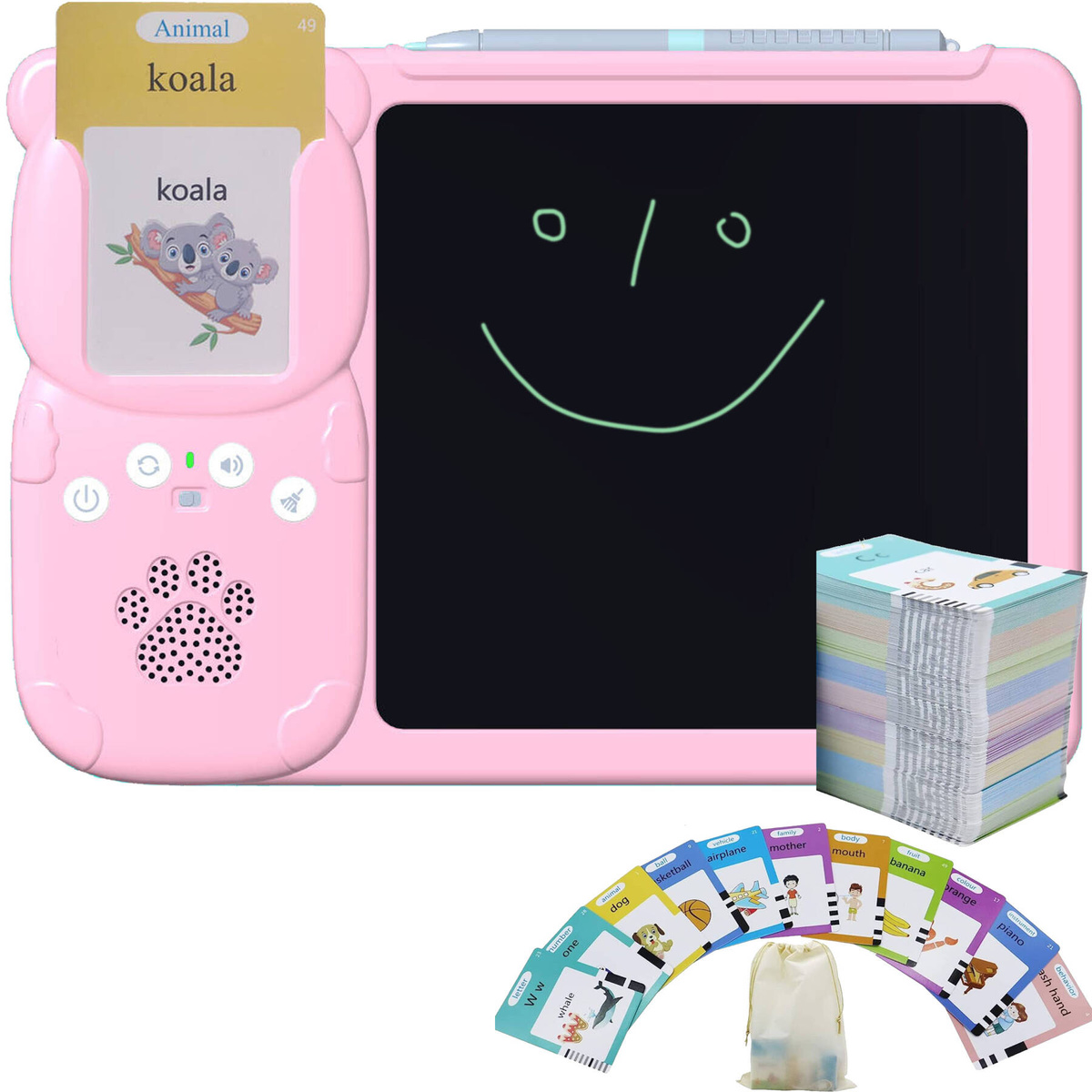 TABLET DO RYSOWANIA + CZYTNIK KART DO NAUKI ANGIELSKIEGO 224 SŁÓWKA EDU 2w1