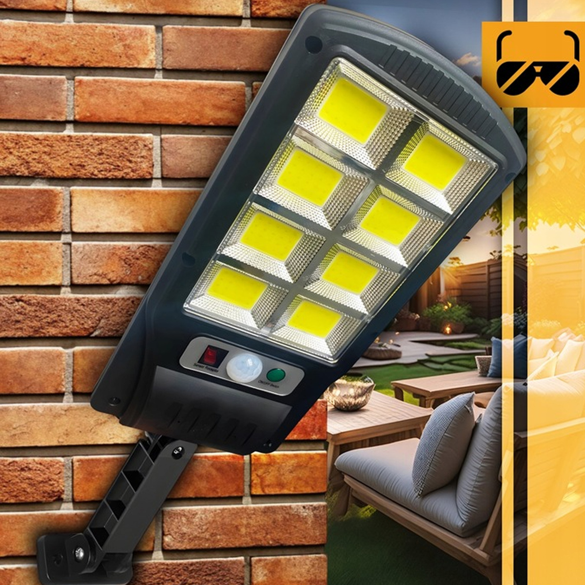 MOCNA LAMPA SOLARNA LED COB ULICZNA CZUJNIK RUCHU ZMIERZCHU Z PILOTEM