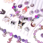 ZESTAW DO ROBIENIA BRANSOLETEK BIŻUTERII DLA DZIECI KUROMI FIOLET KUFEREK