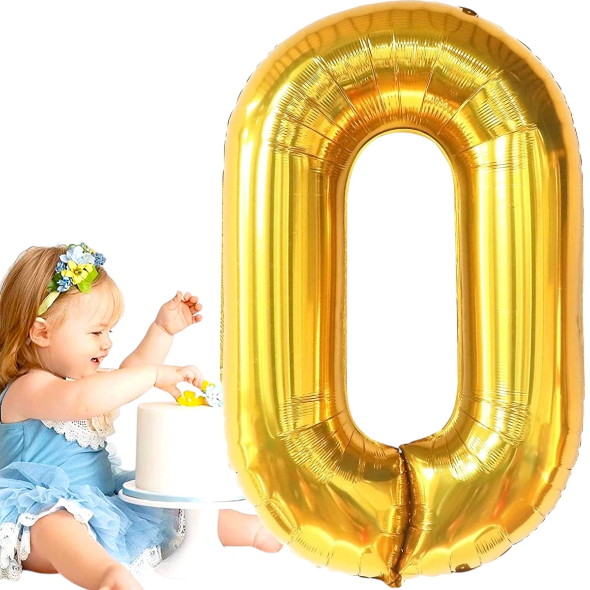 BALON FOLIOWY CYFRA 0 ZERO ZŁOTY URODZINOWY NA URODZINY JUBILEUSZ 40cm