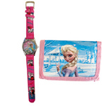 SUPER ZESTWA DLA DZIEWCZYNKI ZEGAREK + PORTFELIK FROZEN KRAINA LODU 2W1 