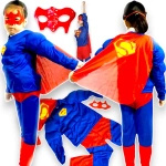 STRÓJ SUPERMAN PRZEBRANIE DLA DZIECI NA BAL 3w1 GRUBY MIĘŚNIE MASKA KOSTIUM