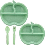 ZESTAW DLA DZIECI DO JEDZENIA 2 TALERZE PRZEGRÓDKI + SZTUĆCE WIDELEC ŁYŻKA