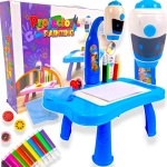 TABLICA DO RYSOWANIA PROJEKTOR STOLIK ŚWIATŁO DŹWIĘK 32 OBRAZKI BIURKO AKC