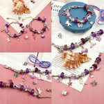 Zestaw do Robienia Bransoletek Koraliki Biżuterii Prezent Zawieszki Kuferek - FIOLETOWY