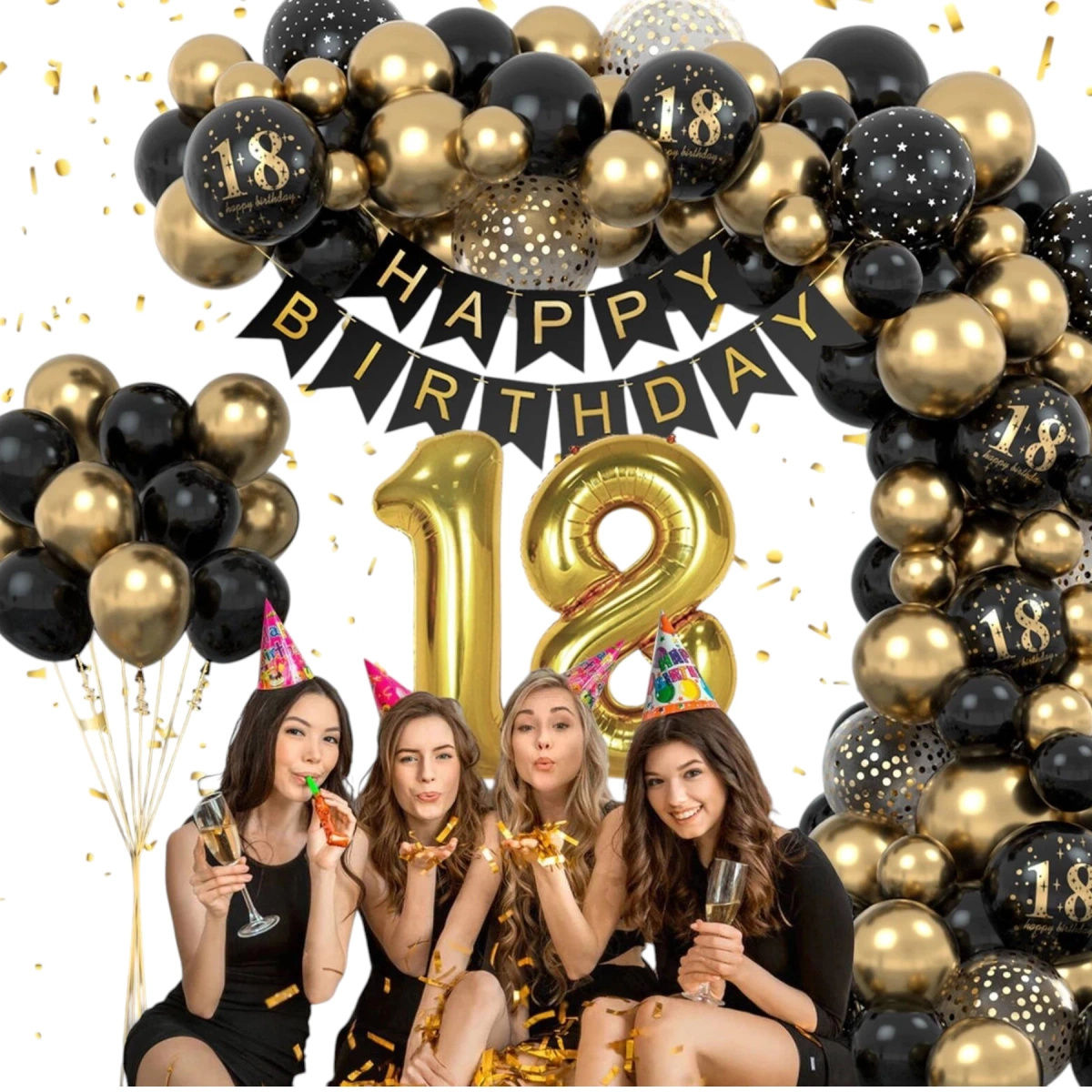 BALONY NA 18 URODZINY ZESTAW BALONÓW DEKORACJI 89el OZDOBY NA OSIEMNASTKĘ