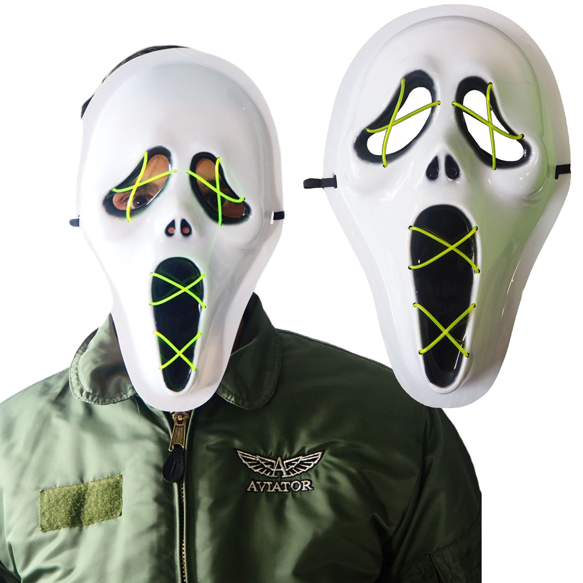 MASKA DUCH KRZYK SCARY MOVIE ŚWIECĄCA LED NA IMPREZĘ NA KONCERT PRZEBRANIE