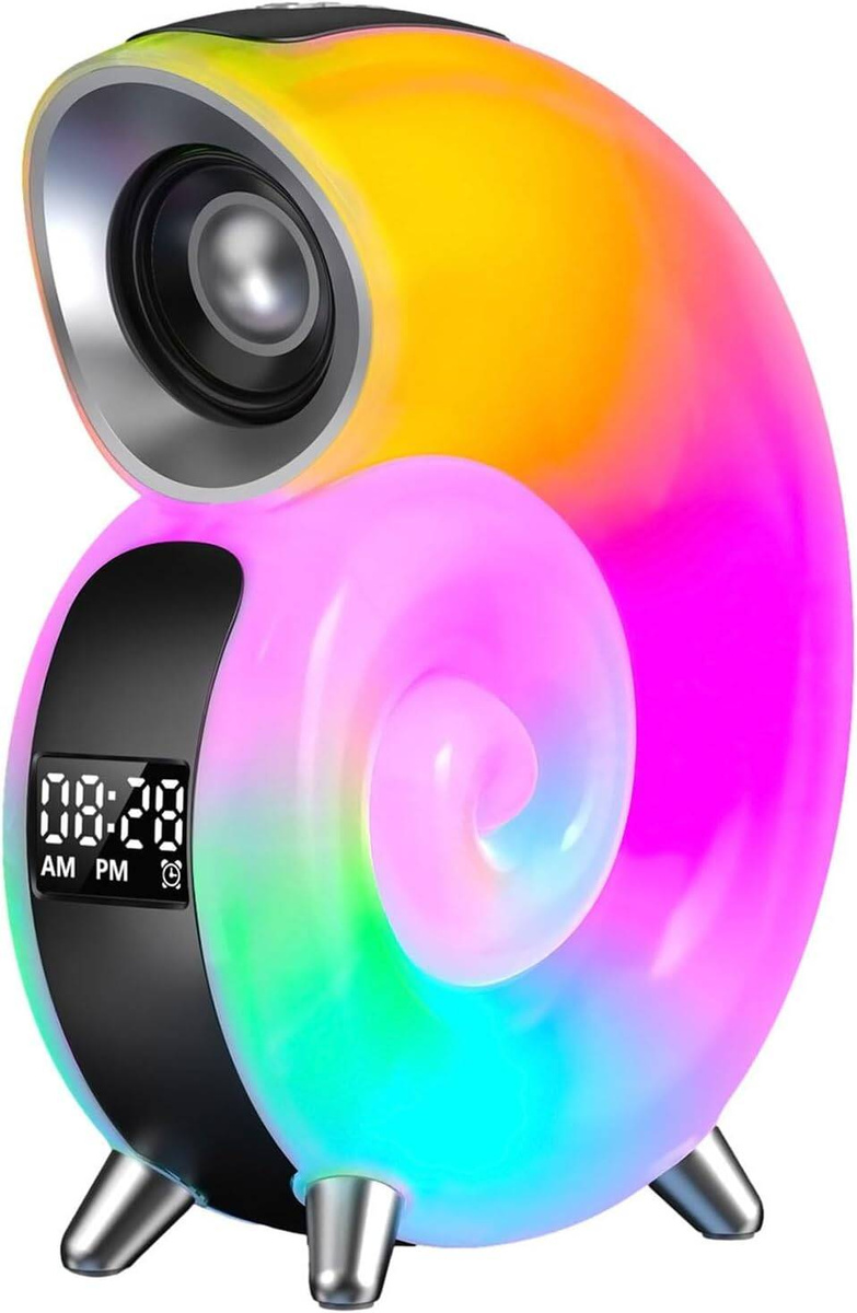 LAMPKA NOCNA LED ŚLIMAK RGB BLUETOOTH ZEGAR RADIO GŁOŚNIK APLIKACJA 
