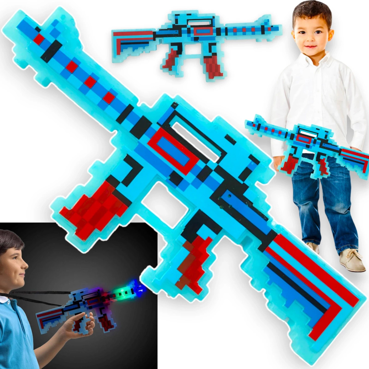 MINECRAFT KARABIN Z GRY DIAMENTOWY PISTOLET ŚWIECI LED DZWIĘK MUZYKA