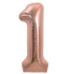 BALON FOLIOWY CYFRA 1 JEDEN ROSE GOLD NA URODZINY JUBILEUSZ URODZINOWY 40CM