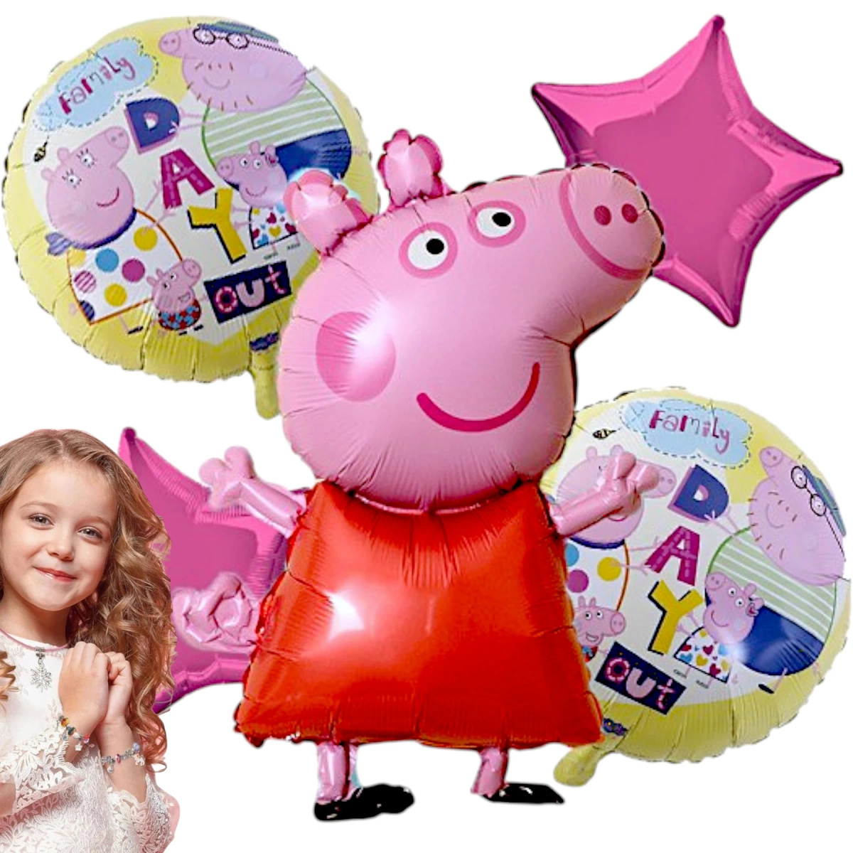 BALONY ŚWINKA PEPPA ZESTAW BALONÓW 5 SZTUK NA URODZINY BALON NA IMPREZĘ