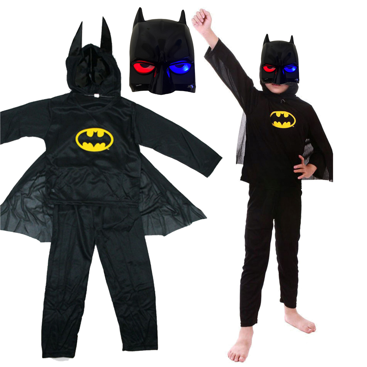 Strój Dla Chłopca Kostium Batman 122-134 + Maska LED