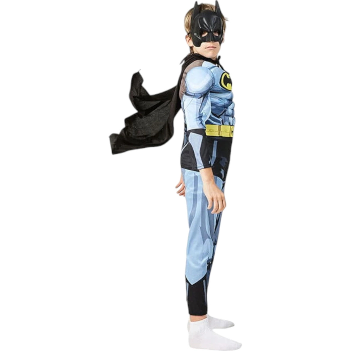 STRÓJ DLA CHŁOPCA PRZEBRANIE BATMAN PELERYNA GRUBY Z MIĘŚNIAMI roz 116-122