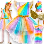 STRÓJ JEDNOROŻEC KOSTIUM JEDNOROŻCA DLA DZIEWCZYNKA SUKIENKA OPASKA NA BAL