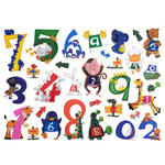 NAKLEJKI 3D NA ŚCIANĘ DLA DZIECI CYFERKI ZWIERZĘTA OZDOBA POKOJU NA ŚCIANĘ