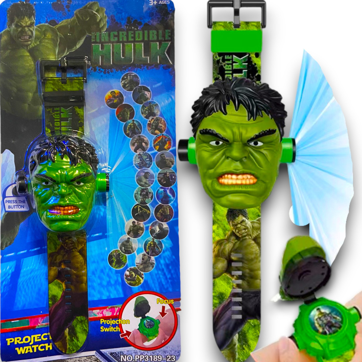 HULK ZEGAREK 3D LED Z PROJEKTOREM OBRAZKI ZDJĘCIA AVENGERS WYŚWIETLA OBRAZ