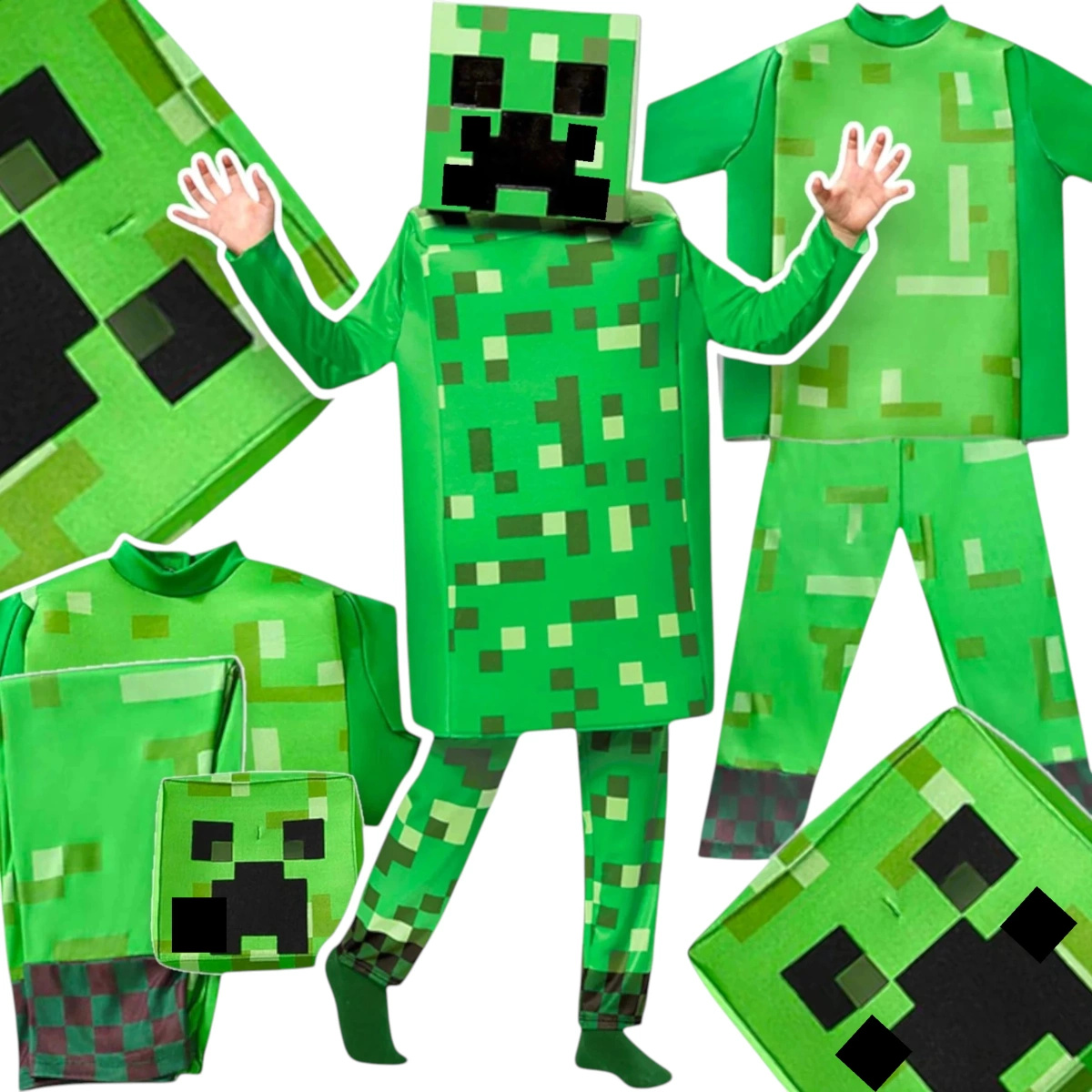 MINECRAFT – STRÓJ DLA DZIECKA CREEPER ROZMIAR S (110-120) KOSTIUM NA BAL DLA CHŁOPCA GADŻETY DLA GRACZY