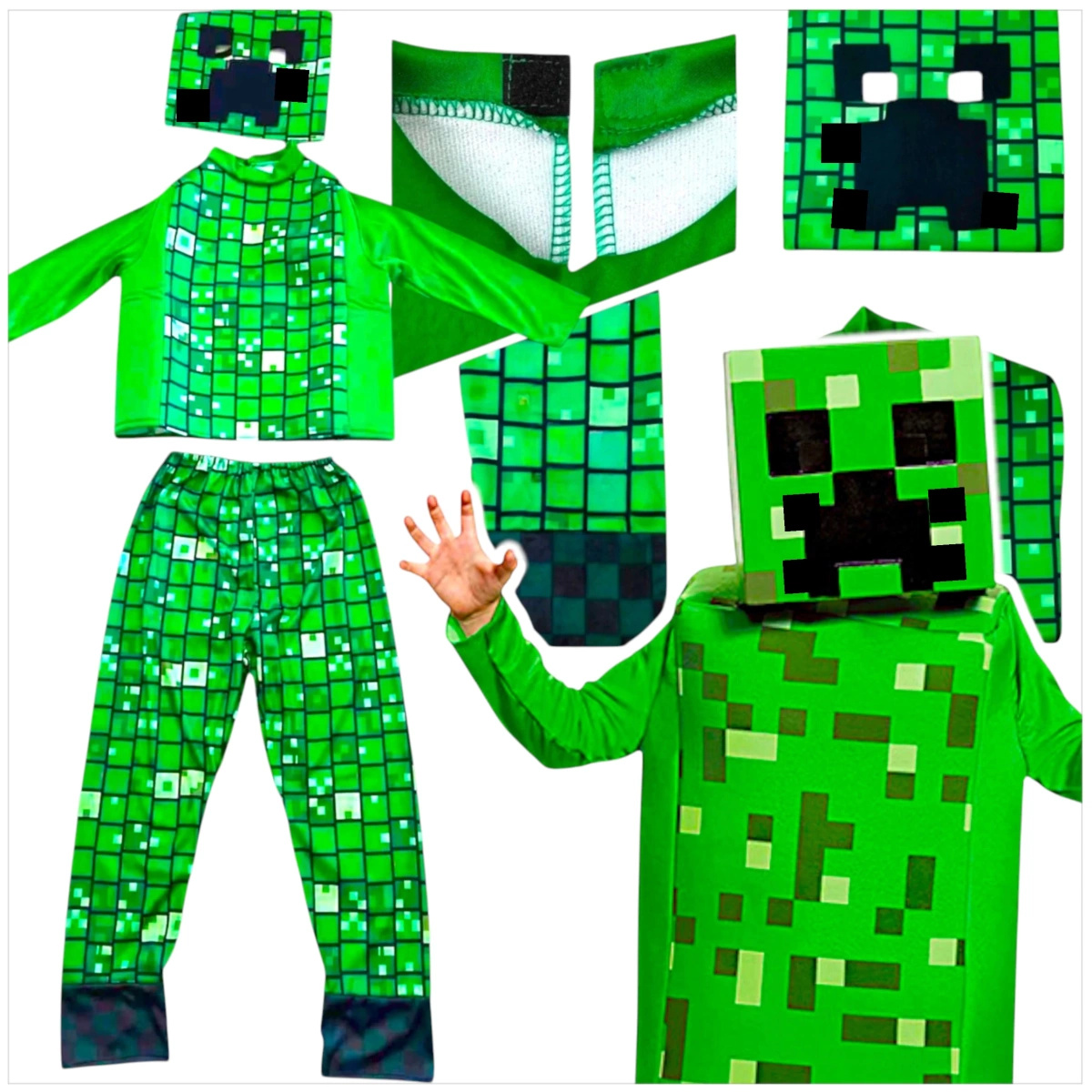MINECRAFT Strój dla chłopca CREEPER / kostium na bal rozmiar M 120-130 cm + miecz + karabin