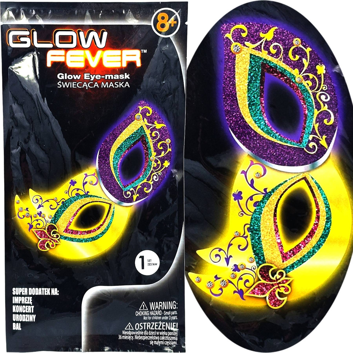 ŚWIECĄCA MASKA NA OCZY NA IMPREZĘ WENECKA ŚWIECI