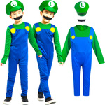 SUPER MARIO STRÓJ LUIGI PRZEBRANIE DLA CHŁOPCA NA BAL KOSTIUM CZAPKA WĄSY 