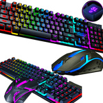 ZESTAW GAMINGOWY  PODŚWIETLANA KLAWIATURA  MYSZ RGB USB SZYBKOŚĆ I KONTROLA