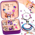ZESTAW DO ROBIENIA BRANSOLETEK BIŻUTERII DLA DZIECI KUROMI FIOLET KUFEREK