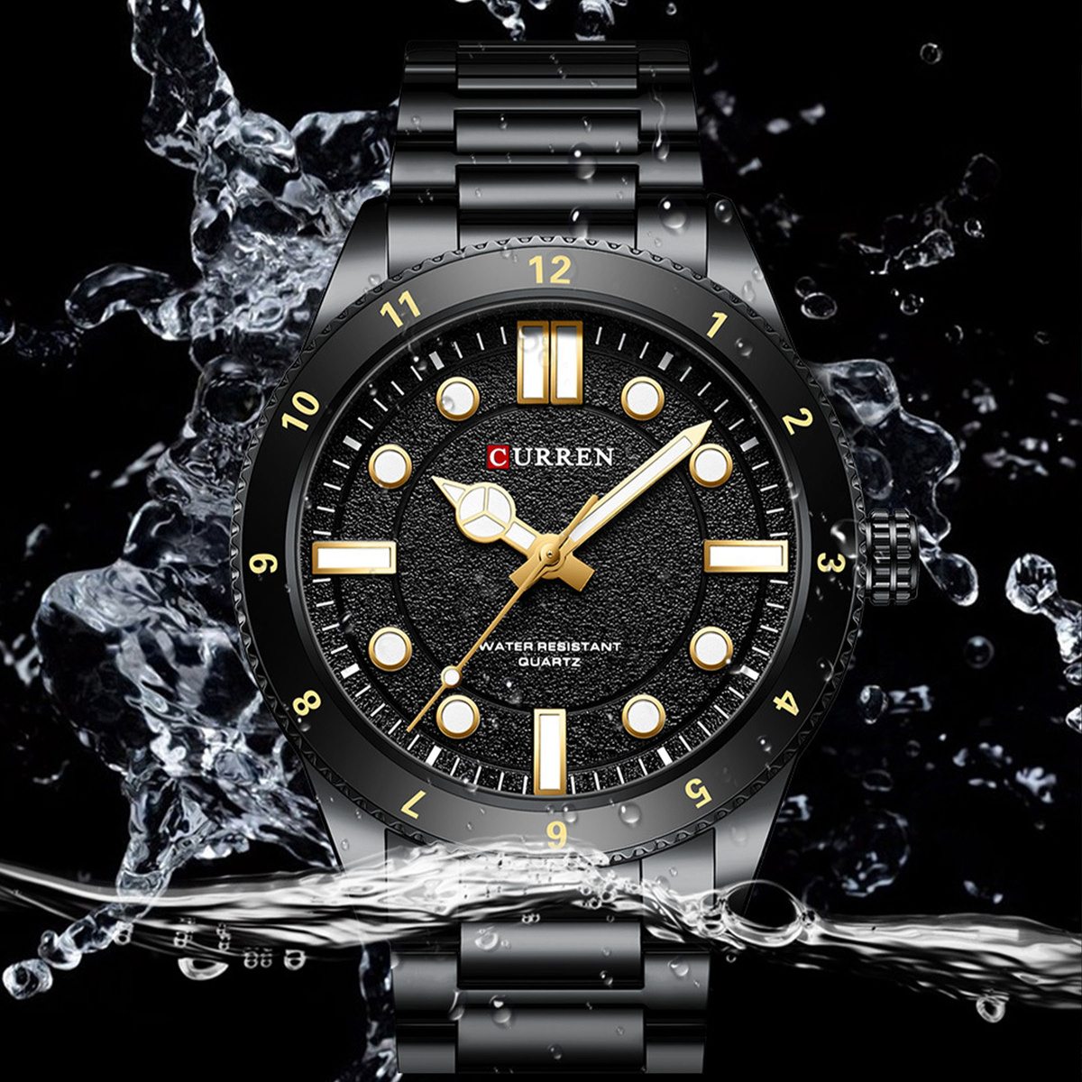 NOWOCZESNY ELEGANCKI ZEGAREK MĘSKI CURREN STAL NIERDZEWNA STYL DIVER KOLORY