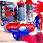 SPIDERMAN ZESTAW 5w1 WYRZUTNIA SIECI LUB WODY STRZELA SERPENTYNA RĘKAWICA 