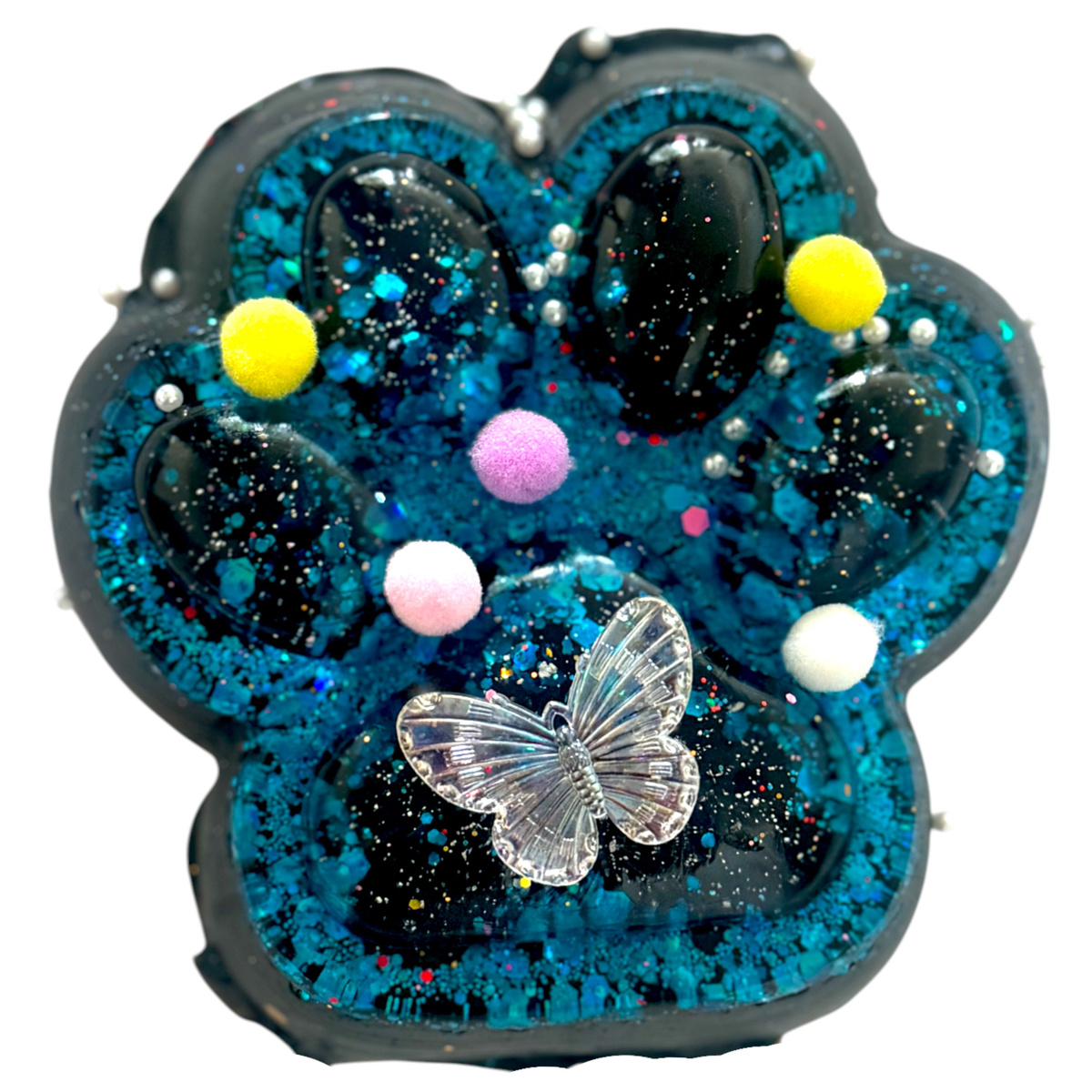 GNIOTEK ANTYSTRESOWY KOCIA ŁAPKA Z POSYPKĄ ZABAWKA SENSORYCZNA ANTYSTRESOWA