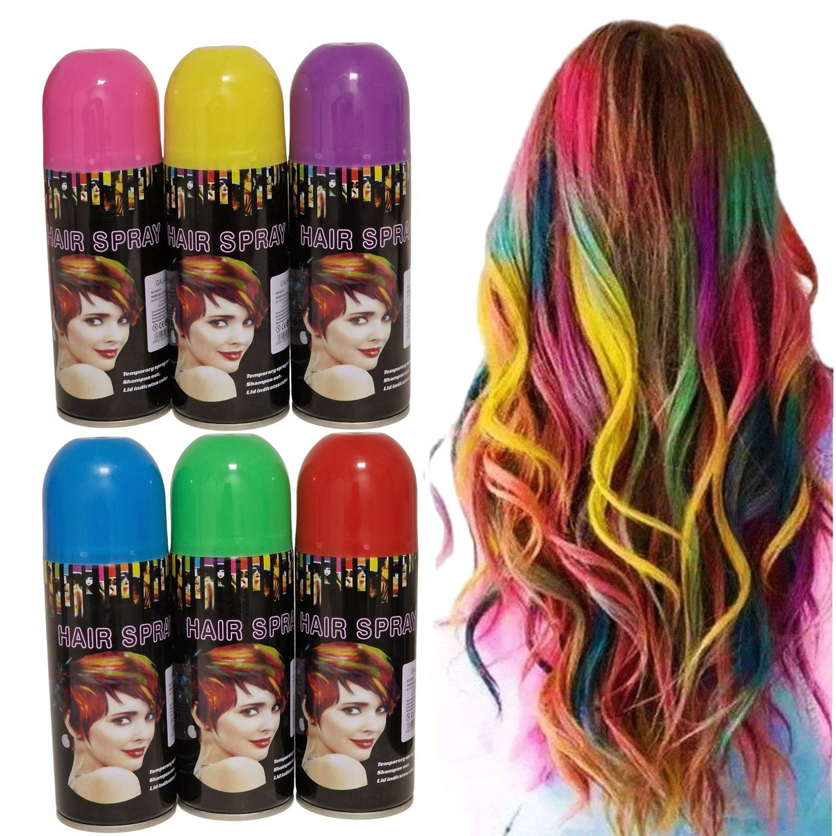 SPRAY DO WŁOSÓW FARBA ZMYWALNA KOLORYZUJĄCA ŻÓŁTA BEZPIECZNA NA IMPREZĘ 