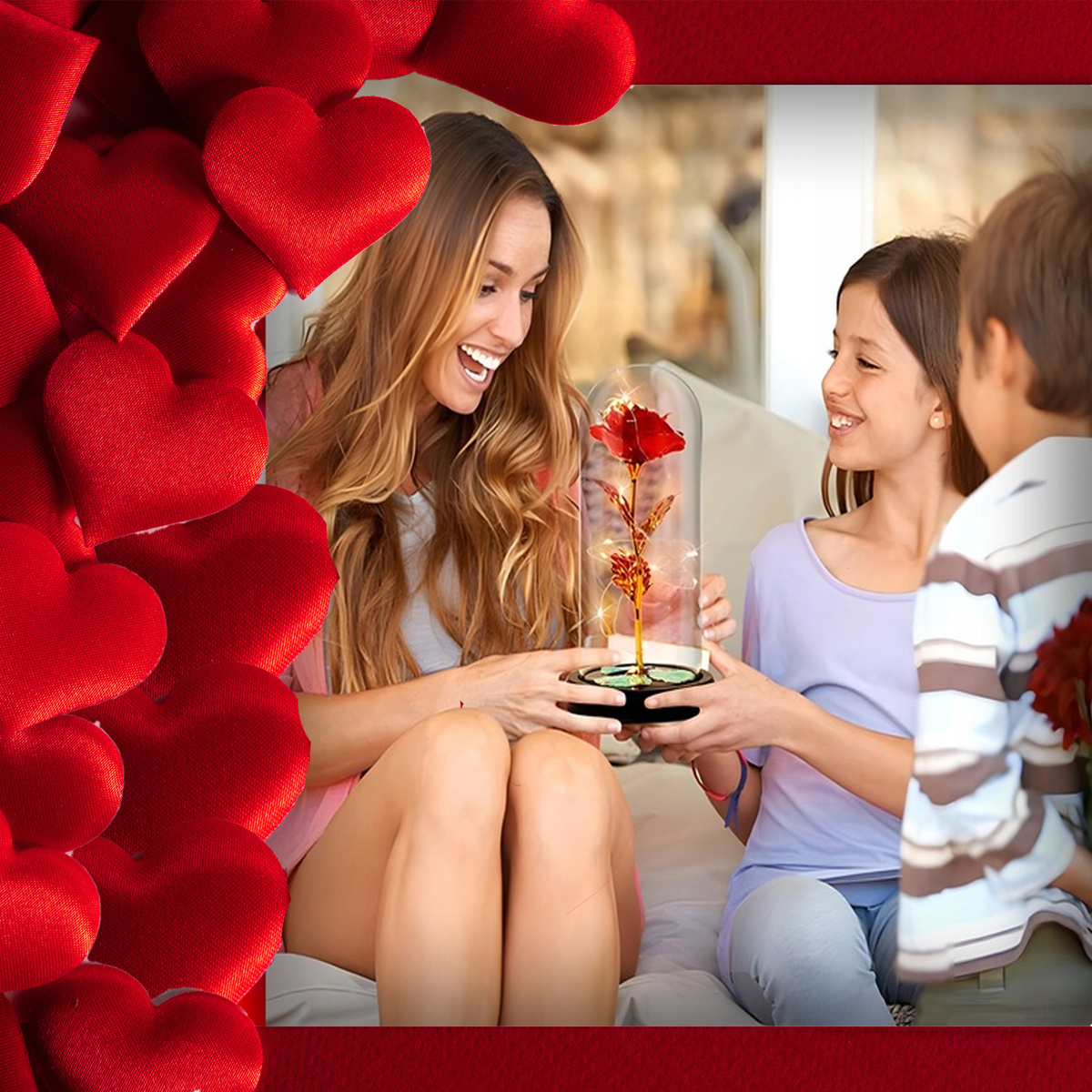 WIECZNA RÓŻA W SZKLE ŚWIECĄCA ŚWIECI LED FLOWERBOX BUKIET KWIATY NA PREZENT