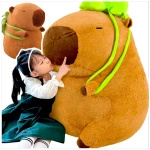 KAPIBARA PLUSZOWA MASKOTKA ZABAWKA Z PLECAKIEM ŻÓŁWIK 80CM MIĘKKA PLUSZAK 2W1