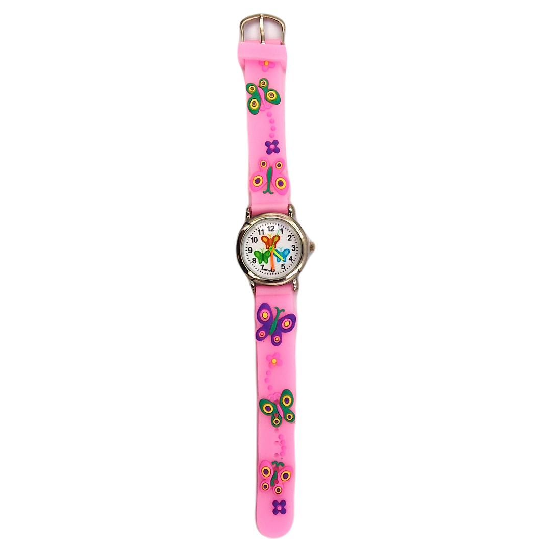 ZEGAREK DZIECIĘCY DZIEWCZYNKI BIAŁY MOTYLKI EDU