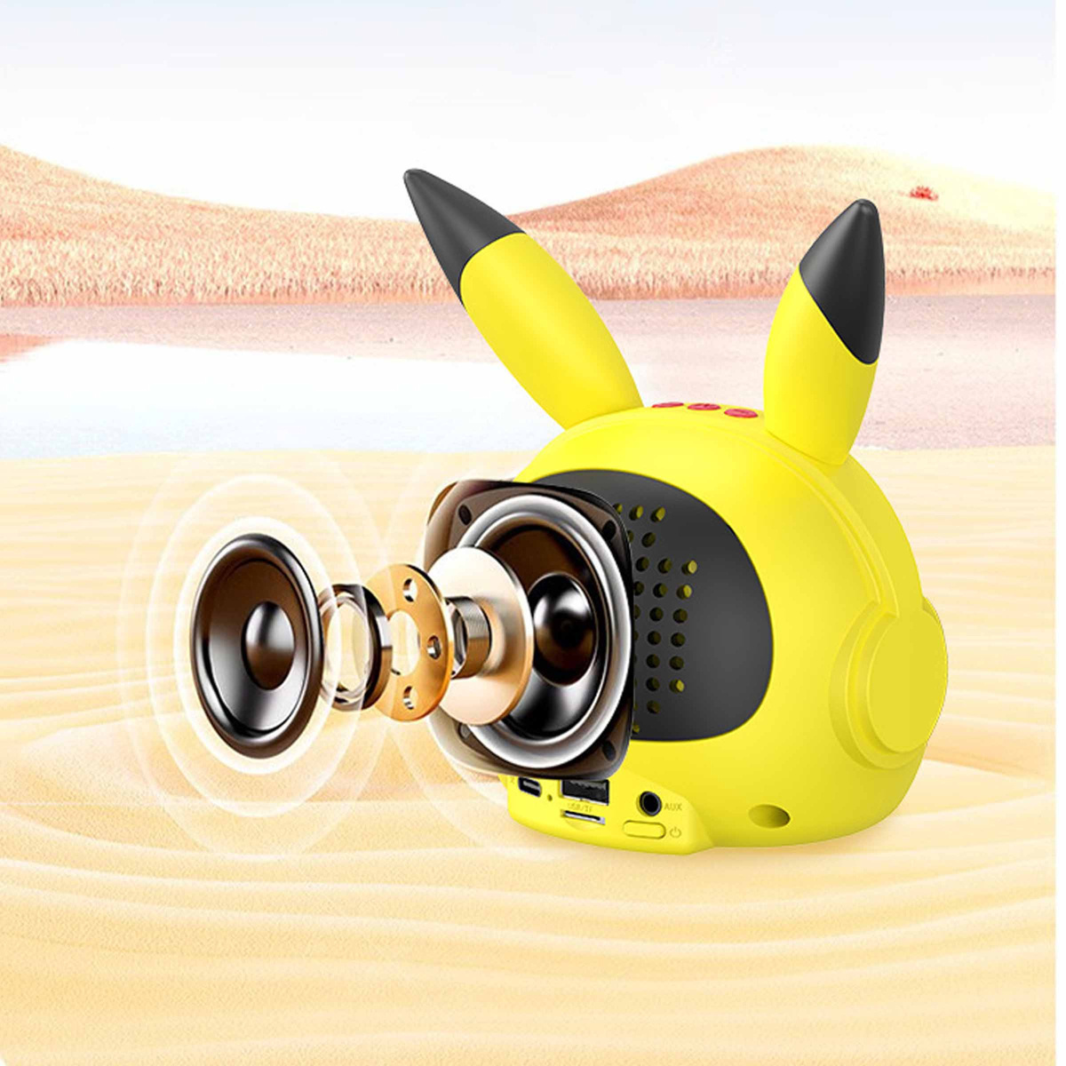 PIKACHU GŁOŚNIK Bluetooth LAMPKA ŚWIECĄCE USZY RADIO 5h PRACY NA 1ŁADOWANIU