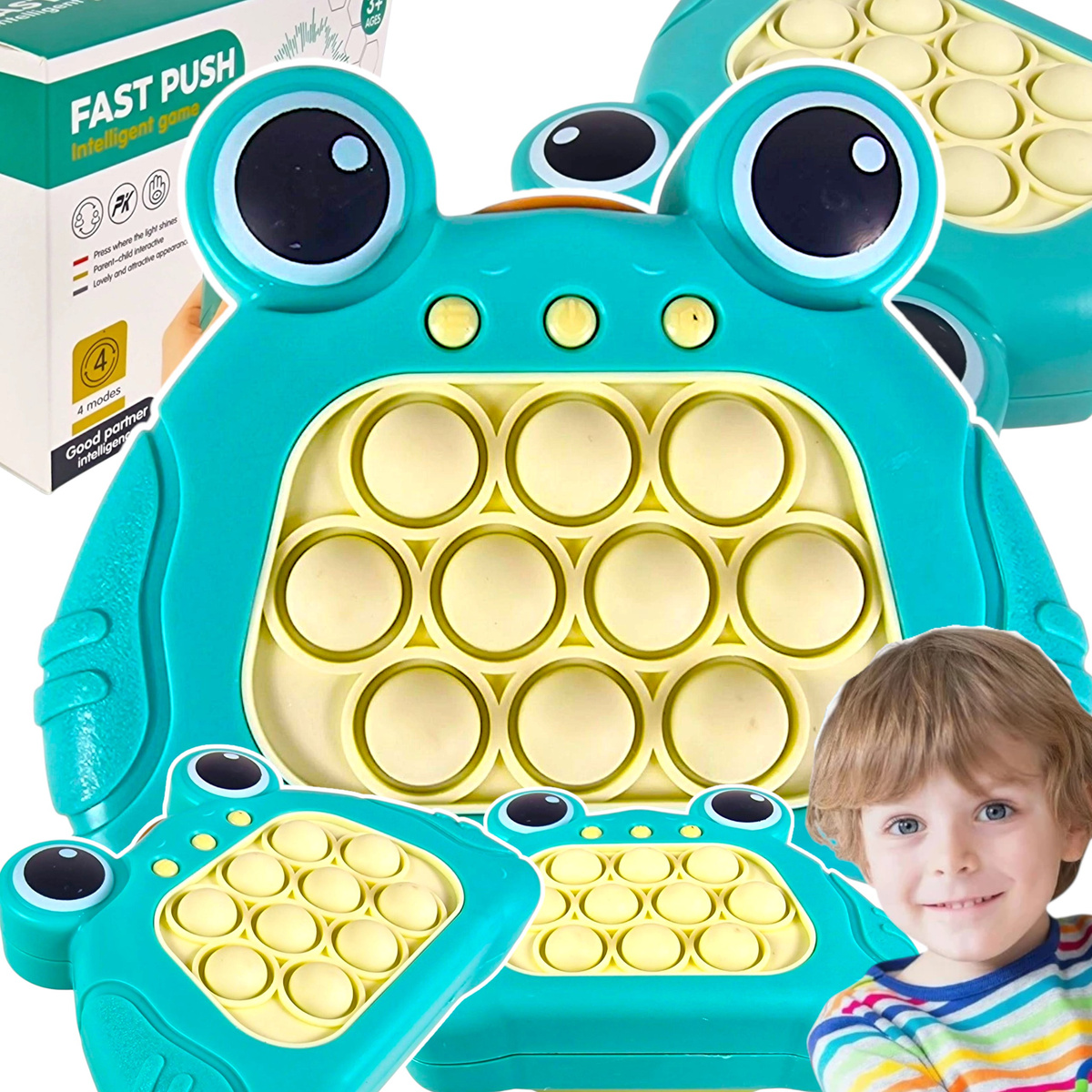 GRA ELEKTRONICZNA POP IT ZRĘCZNOŚCIOWA ANTYSTRESOWA ŻABKA POPIT KONSOLA 