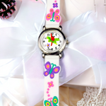 ZEGAREK DZIECIĘCY DZIEWCZYNKI BIAŁY MOTYLKI EDU