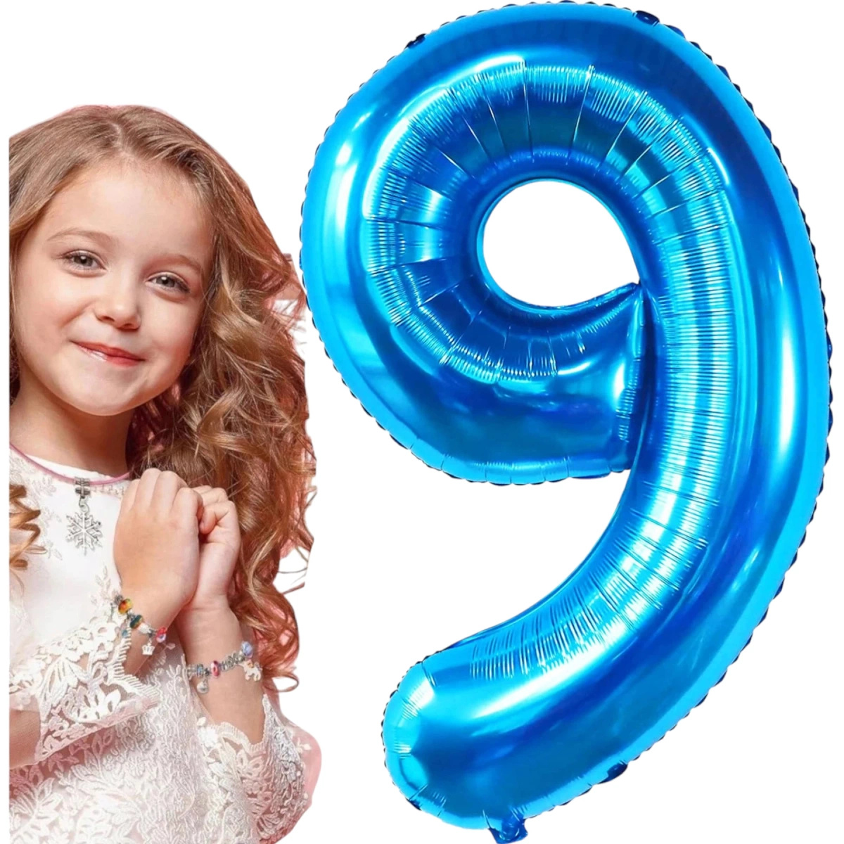 BALON FOLIOWY CYFRA 9 NIEBIESKI URODZINY URODZINOWY NA JUBILEUSZ 40cm