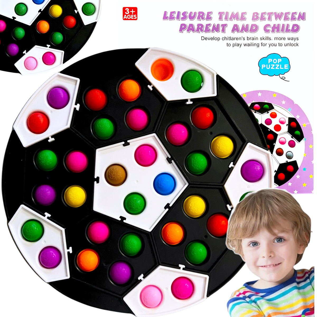 POP IT PUZZLE UKŁADANKA LOGICZNA EDUKACYJNA PIŁKA NOŻNA PUSH BUBBLE BĄBELKI