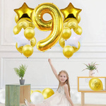 BALON FOLIOWY CYFRA 9 ZŁOTY NA URODZINY IMPREZĘ JUBILEUSZ 100cm