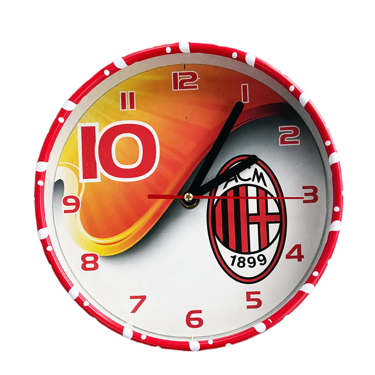 ZEGAR ŚCIENNY DLA KIBICA AC MILAN DZIECIĘCY CICHY DLA FANÓW DRUŻYNY
