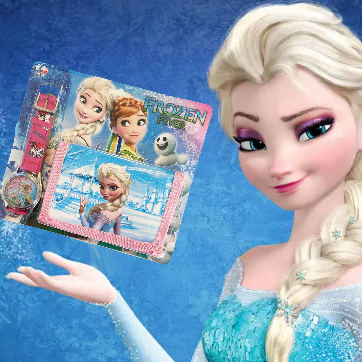 SUPER ZESTWA DLA DZIEWCZYNKI ZEGAREK + PORTFELIK FROZEN KRAINA LODU 2W1 