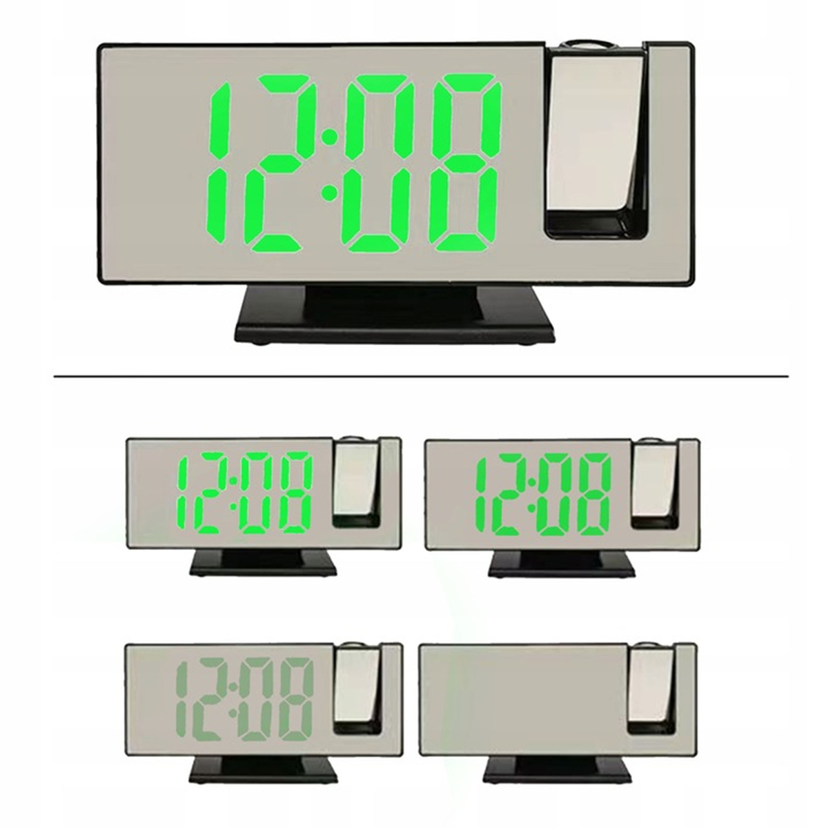 BUDZIK ZEGAR ELEKTRONICZNY GŁOŚNY Z PROJEKTOREM LED STOJĄCY CYFROWY DATA