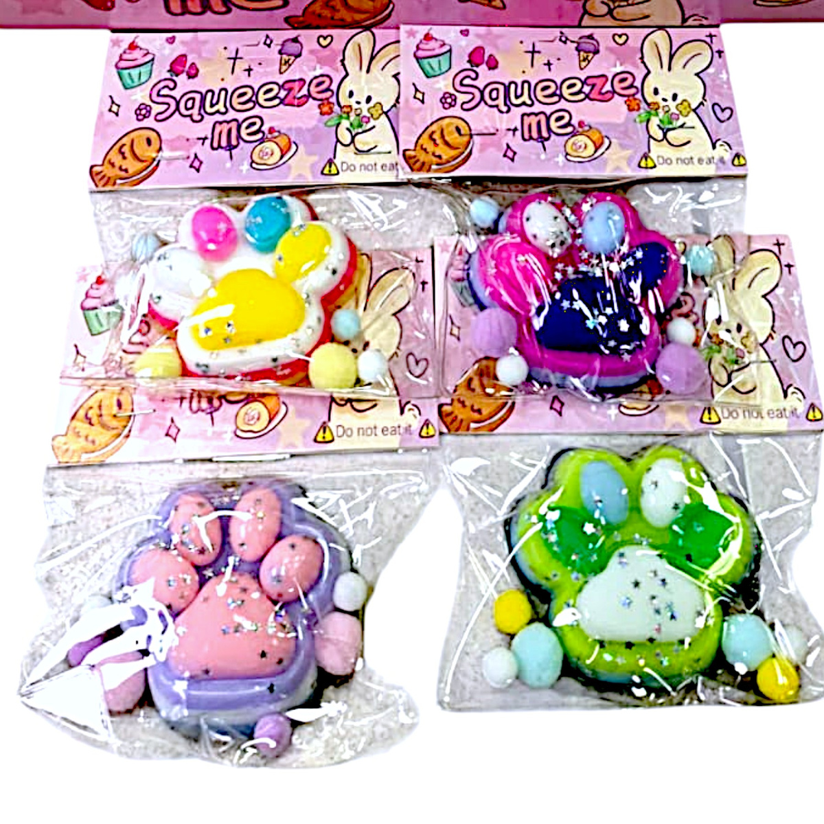 GNIOTEK ANTYSTRESOWY KOCIA ŁAPKA Z POSYPKĄ ZABAWKA SENSORYCZNA ANTYSTRESOWA