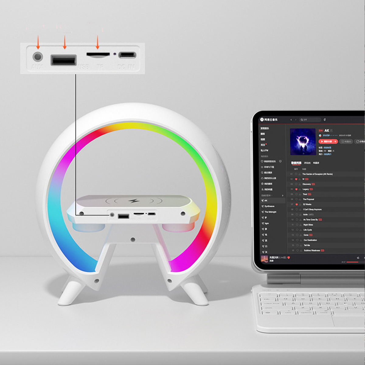 4W1 LAMPKA LED ŁADOWARKA BEZPRZEWODOWA IQ GŁOŚNIK BLUETOOTH BUDZIK RADIO FM