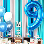 BALON FOLIOWY CYFRA 9 NIEBIESKI URODZINY URODZINOWY NA JUBILEUSZ 40cm